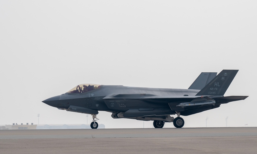 F-35 arrival at a base in the U.S. Central Command area of responsibility