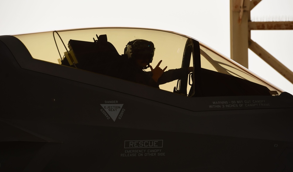 F-35 arrival at a base in the U.S. Central Command area of responsibility