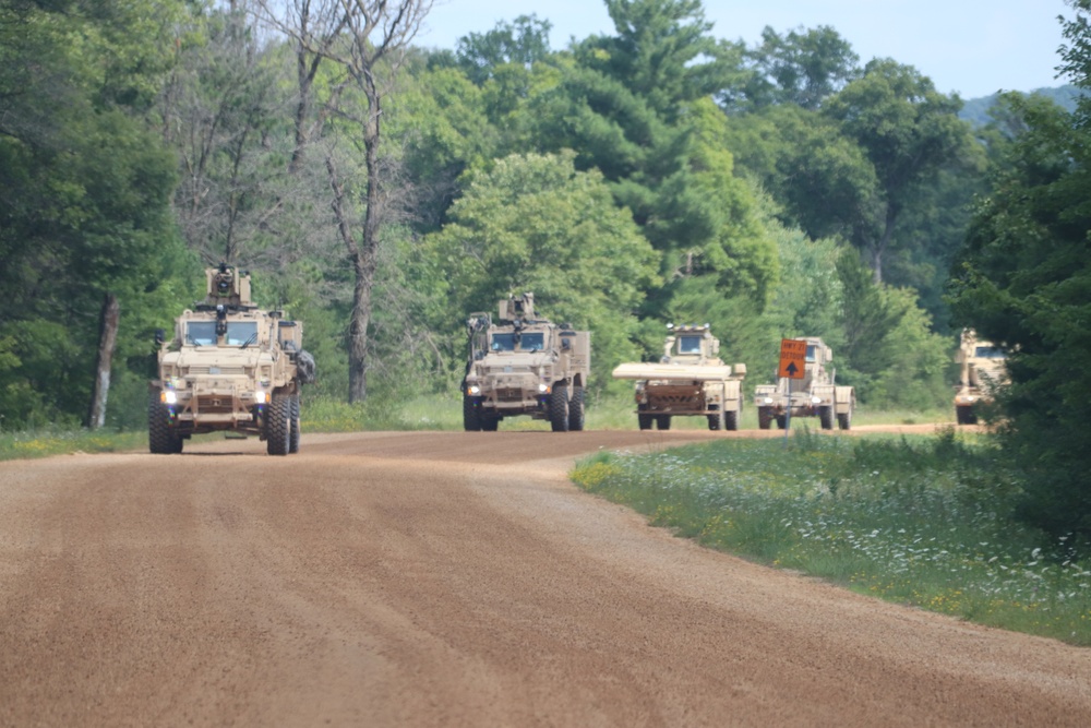 'Red Arrow' convoy for Wisconsin National Guard’s 2023 eXportable Combat Training Capability exercise at Fort McCoy