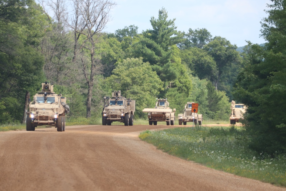 'Red Arrow' convoy for Wisconsin National Guard’s 2023 eXportable Combat Training Capability exercise at Fort McCoy