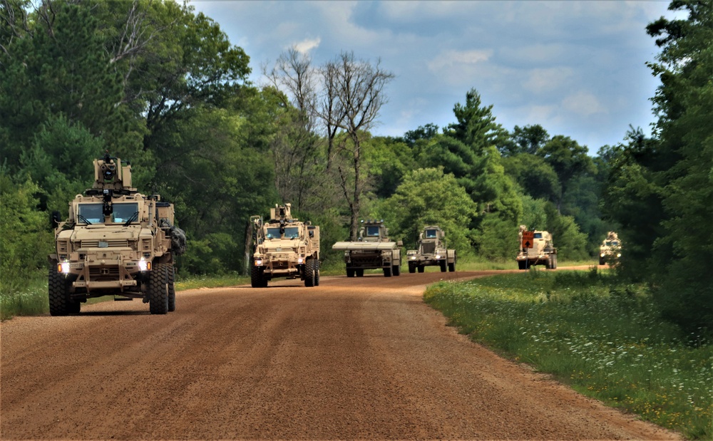 'Red Arrow' convoy for Wisconsin National Guard’s 2023 eXportable Combat Training Capability exercise at Fort McCoy