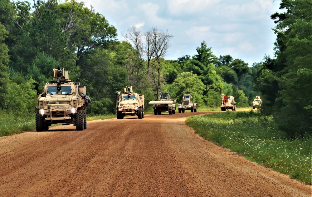 'Red Arrow' convoy for Wisconsin National Guard’s 2023 eXportable Combat Training Capability exercise at Fort McCoy