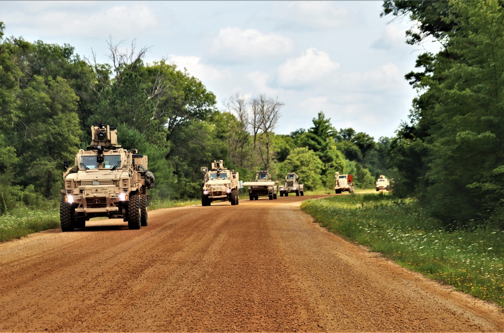 'Red Arrow' convoy for Wisconsin National Guard’s 2023 eXportable Combat Training Capability exercise at Fort McCoy