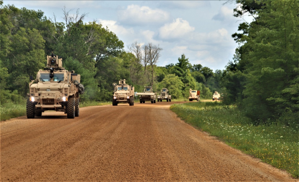 'Red Arrow' convoy for Wisconsin National Guard’s 2023 eXportable Combat Training Capability exercise at Fort McCoy