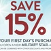 New MILITARY STAR Cardmembers Can Save on First-Day Purchases Aug. 17-31