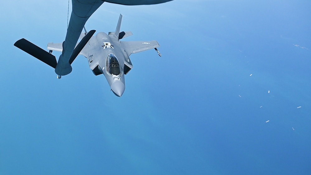 F-35s receive fuel above Arabian Gulf