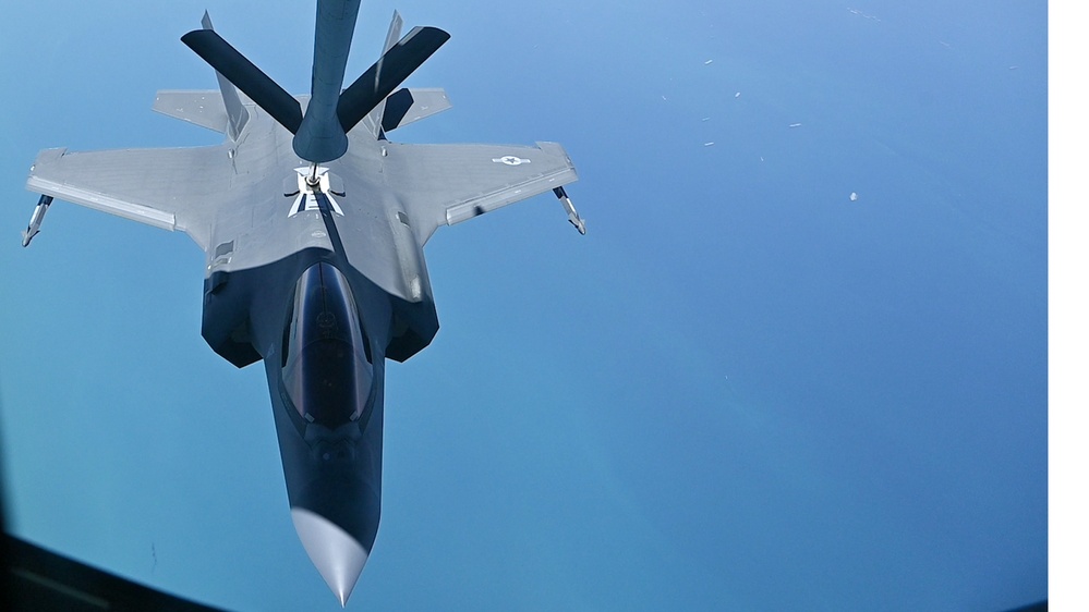 F-35s receive fuel above Arabian Gulf