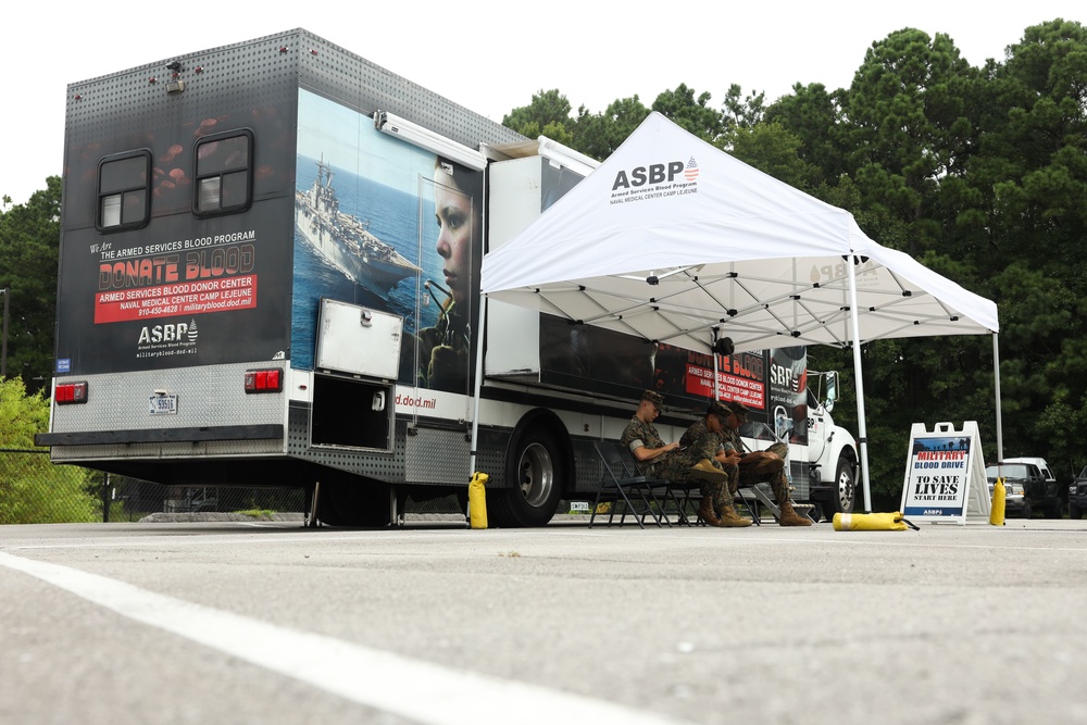 U.S. Marines Participate in a Mobile Blood Drive