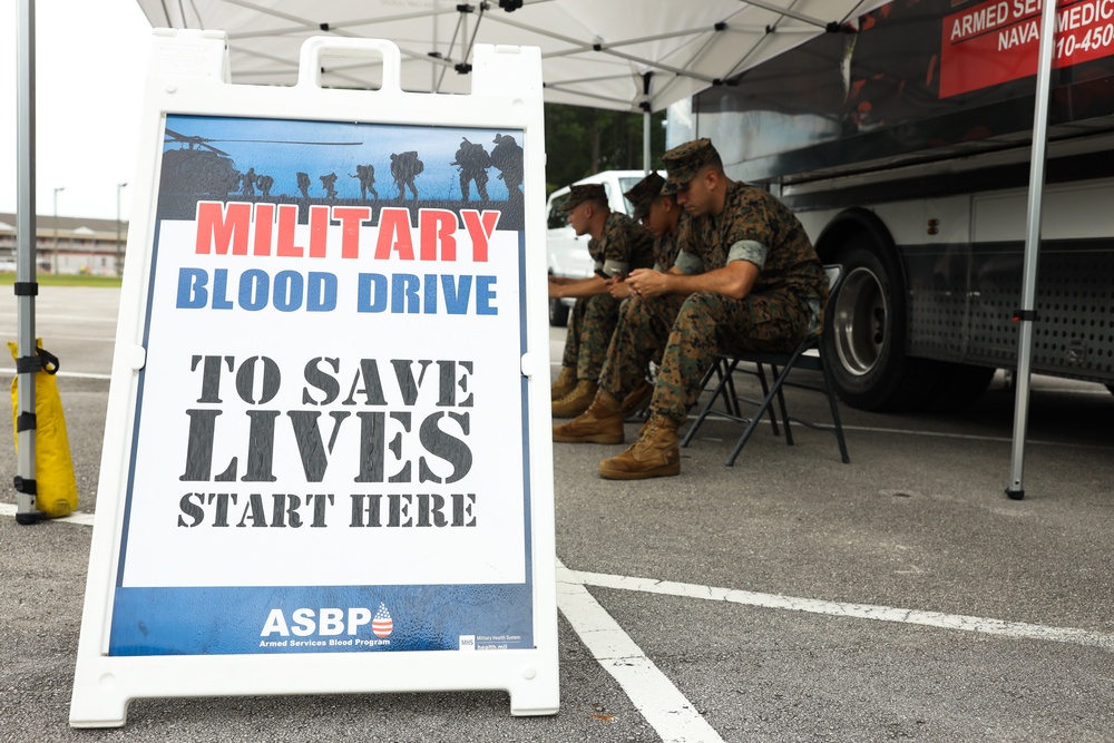 U.S. Marines Participate in a Mobile Blood Drive