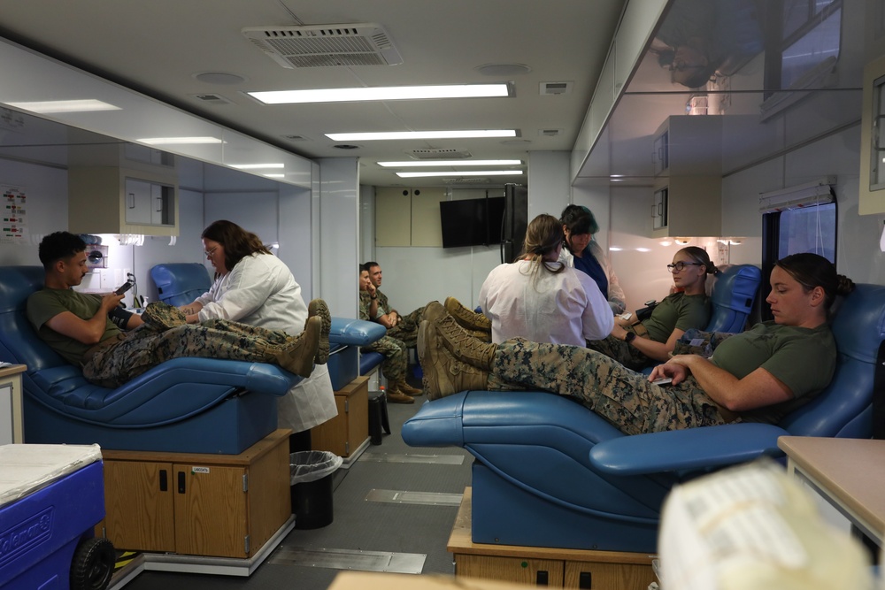 U.S. Marines Participate in a Mobile Blood Drive