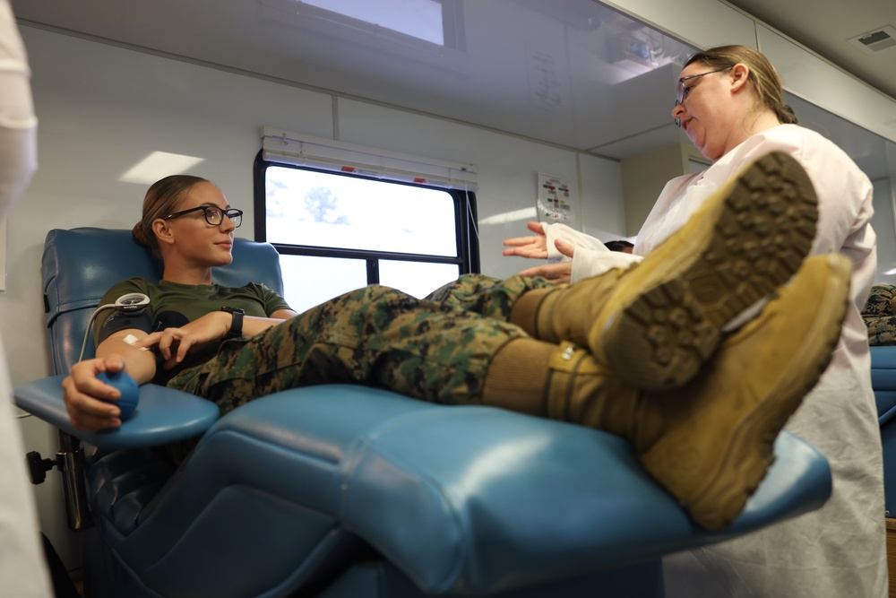 U.S. Marines Participate in a Mobile Blood Drive