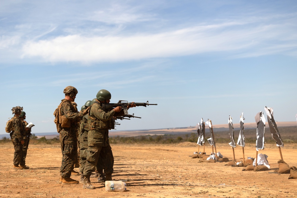 Tucson-native Marine Share Techniques with Brazilian Marines on the Rifle Range