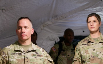 Army Reserve leaders visit the 336th Expeditionary Military Intelligence Brigade during the Always Engaged 23 Annual Training Exercise