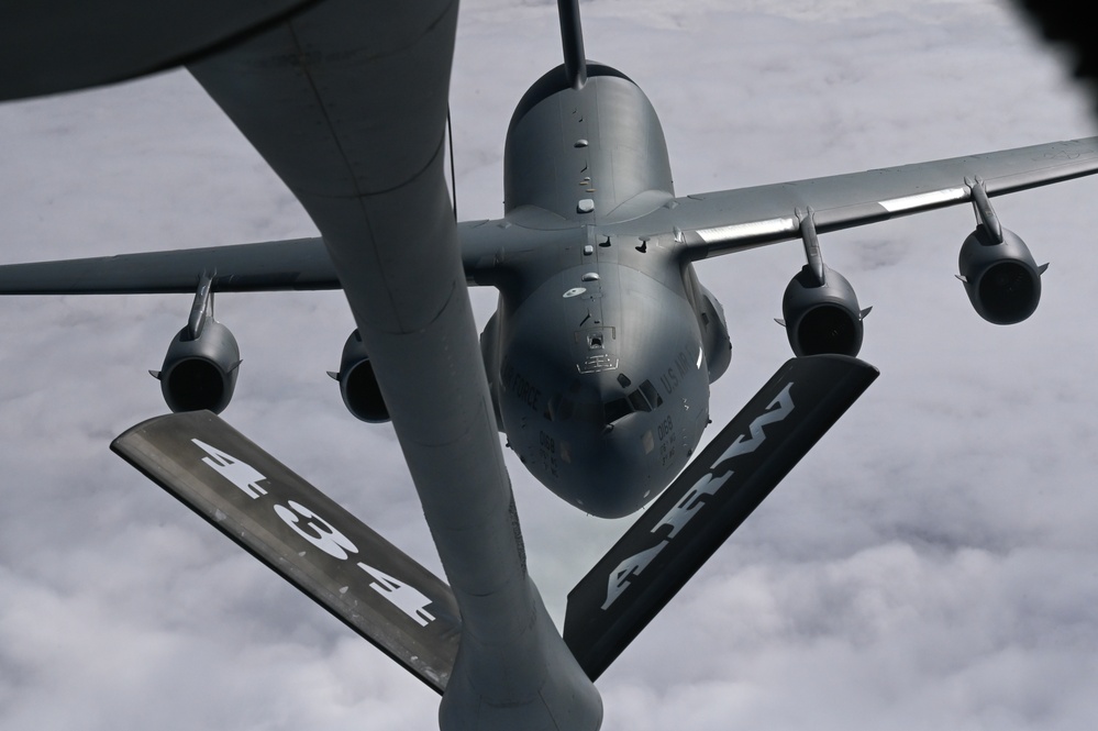 KC-135 refuels C-17 over Alaska