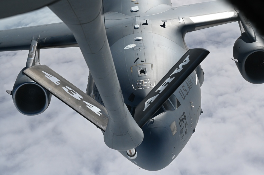 KC-135 refuels C-17 over Alaska