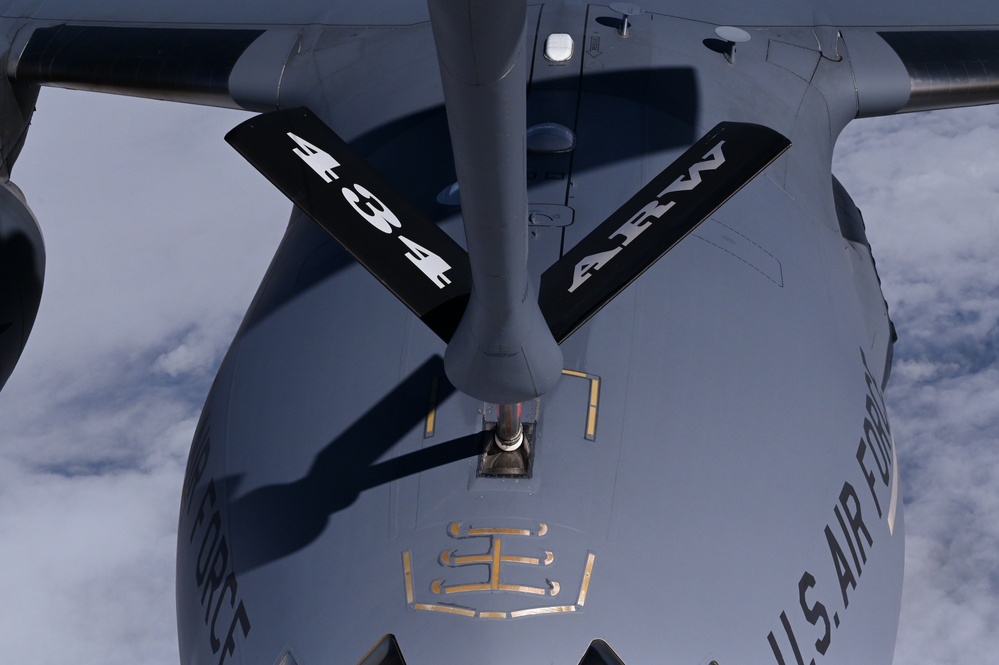 KC-135 refuels C-17 over Alaska