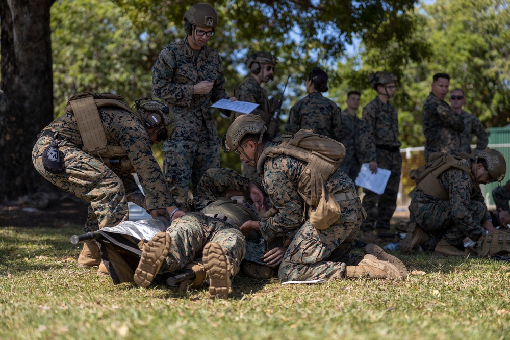 Marines and Sailors practice mass casualty evacuation drills