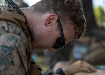 Marines and Sailors practice mass casualty evacuation drills