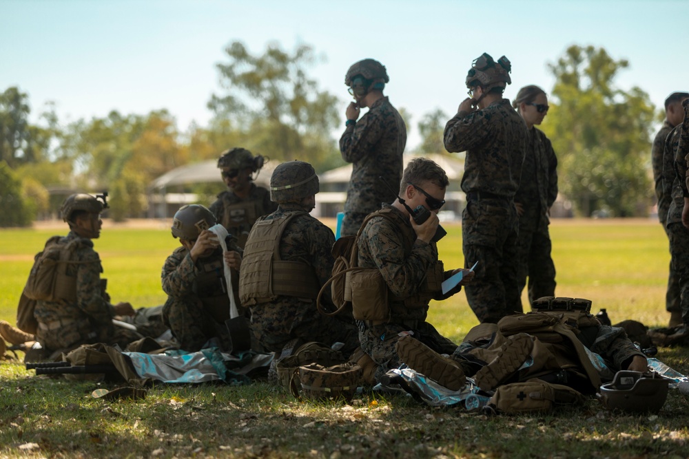 Marines and Sailors practice mass casualty evacuation drills