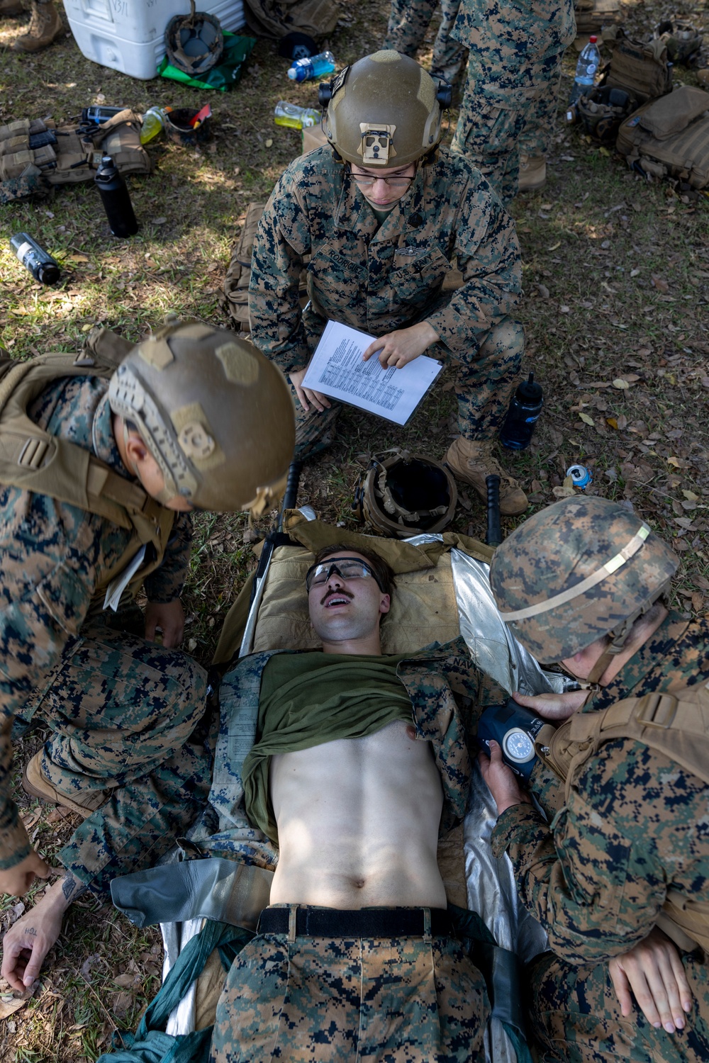 Marines and Sailors practice mass casualty evacuation drills