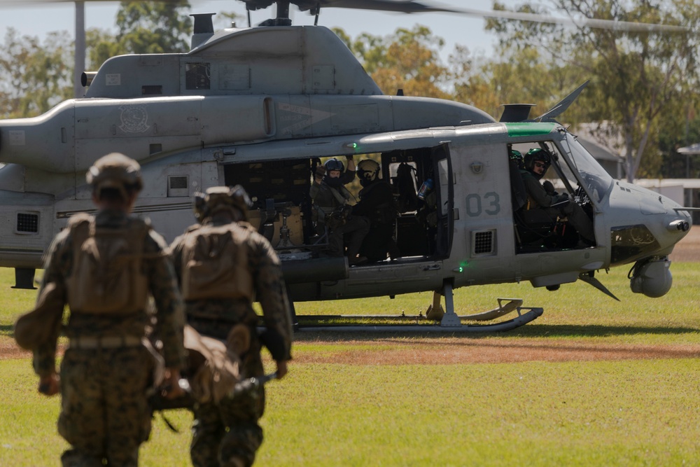 Marines and Sailors practice mass casualty evacuation drills