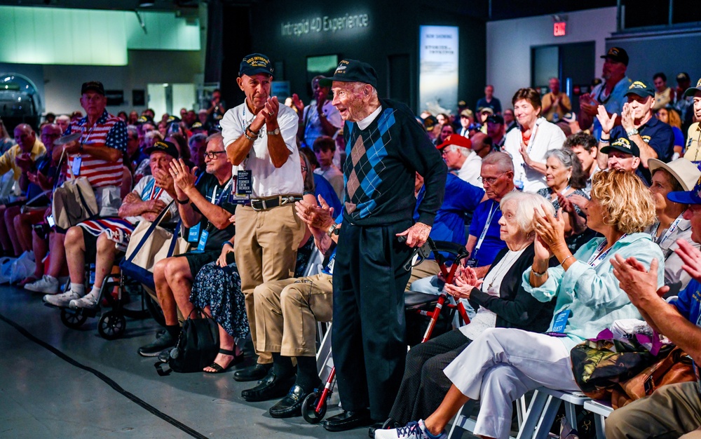 SECNAV Del Toro Celebrates Navy Heritage at USS Intrepid 80th Commissioning Anniversary Ceremony