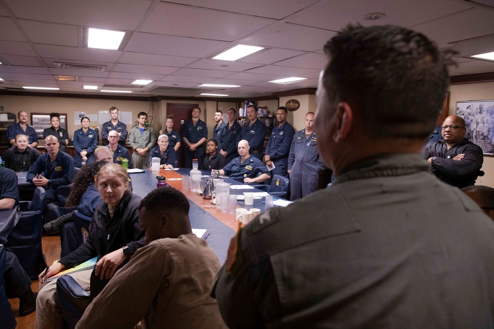 Commander, Carrier Air Wing Group 8 Visits USS Normandy