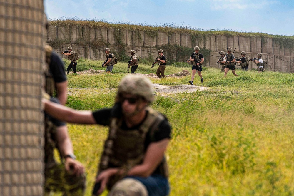 475th EABS, Task Force - Tomahawk conduct base defense exercise at CSL Manda Bay