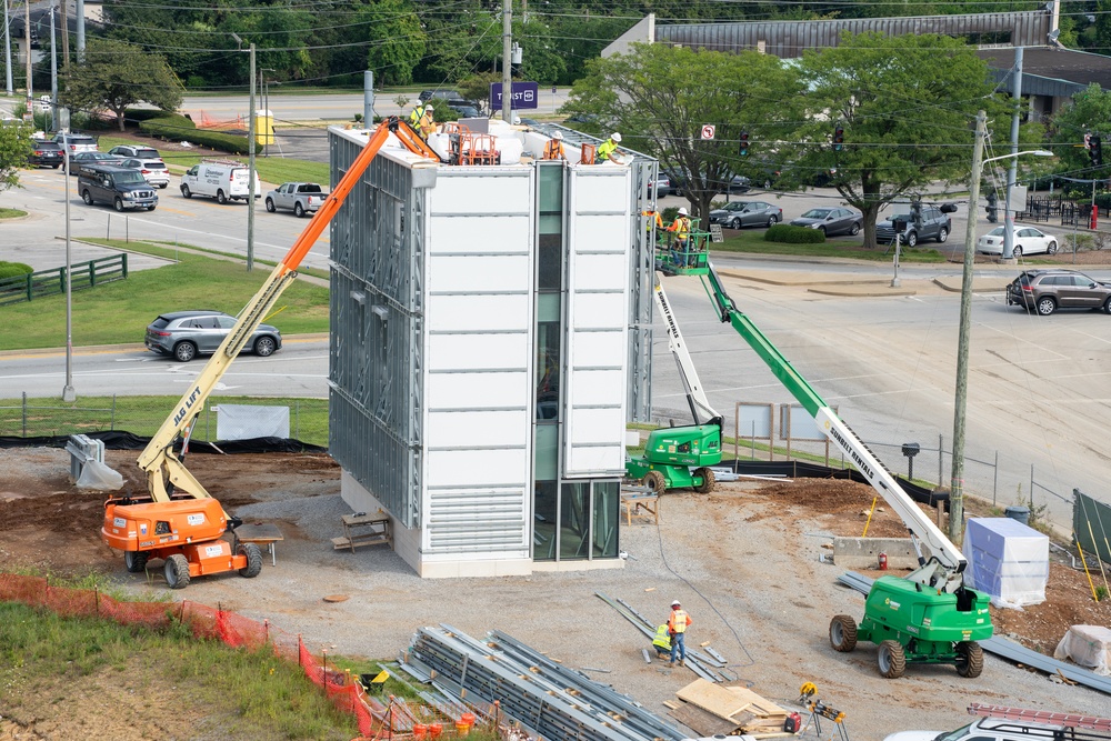 Construction continues on the site of the Louisville VA Medical Center Aug. 9