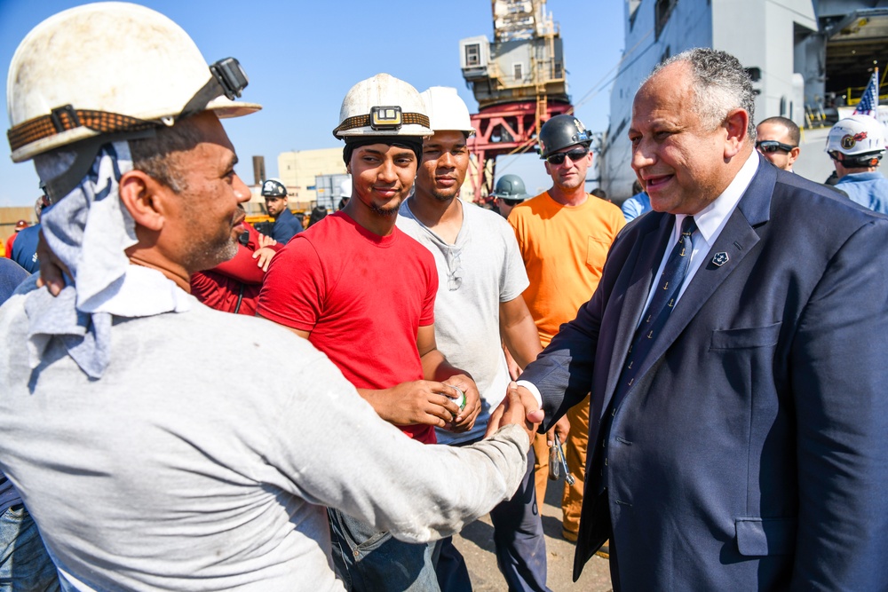 Secretary of the Navy Carlos Del Toro tours Bayonne Dry Dock (BDD)