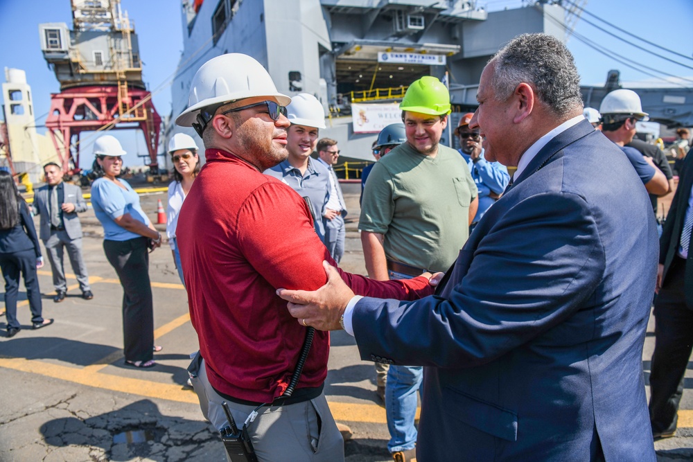 Secretary of the Navy Carlos Del Toro tours Bayonne Dry Dock (BDD)