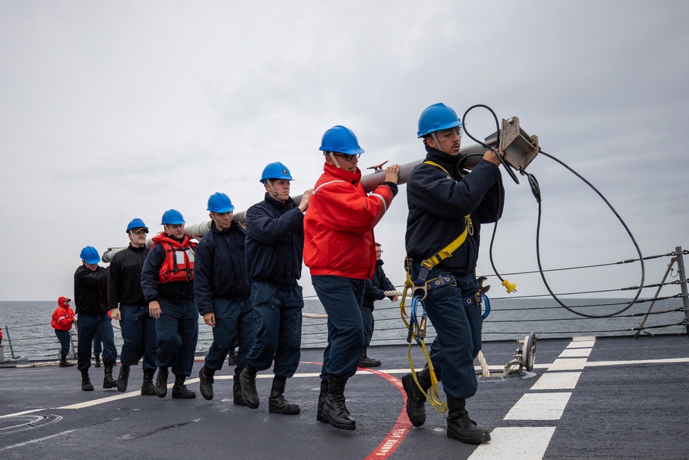 Roosevelt is on a scheduled deployment in the U.S. Naval Forces Europe area of operations, employed by the U.S. Sixth Fleet to defend U.S., allied and partner interests.