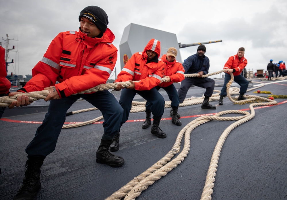 . Roosevelt is on a scheduled deployment in the U.S. Naval Forces Europe area of operations, employed by the U.S. Sixth Fleet to defend U.S., allied and partner interests.