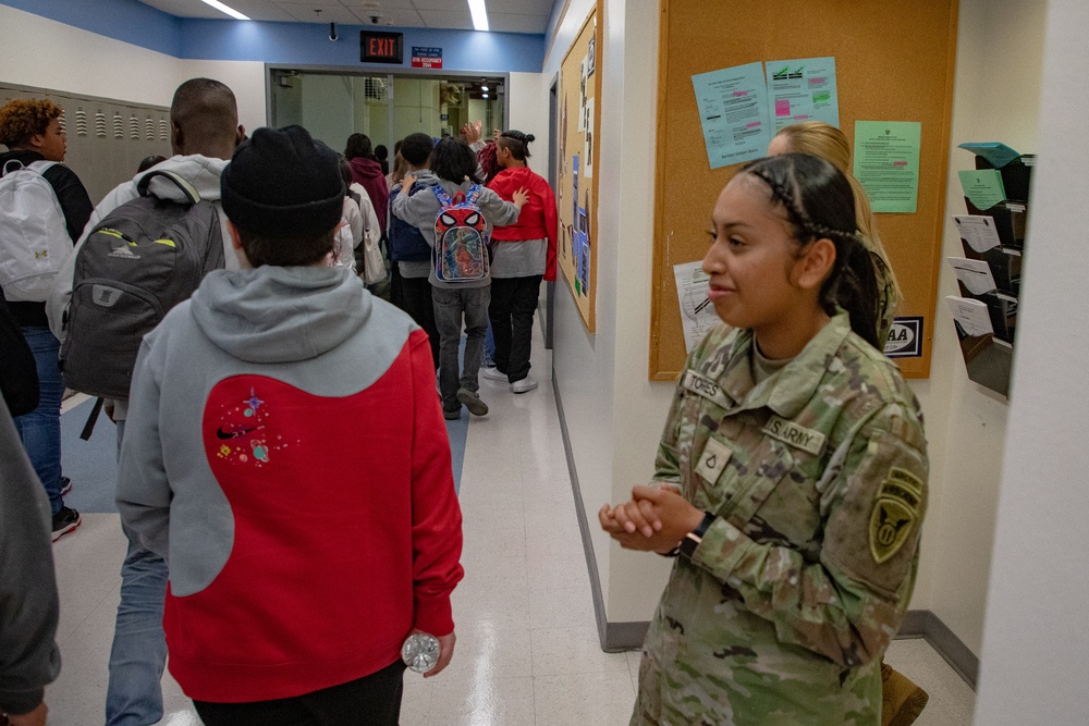 11th Airborne Division Soldiers Welcome Students Back to School in Anchorage, Fairbanks [2 of 10]