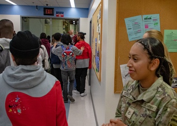 11th Airborne Division Soldiers Welcome Students Back to School in Anchorage, Fairbanks [2 of 10]