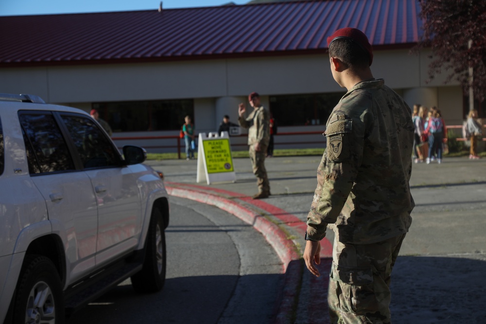 11th Airborne Division Soldiers Welcome Students Back to School in Anchorage, Fairbanks