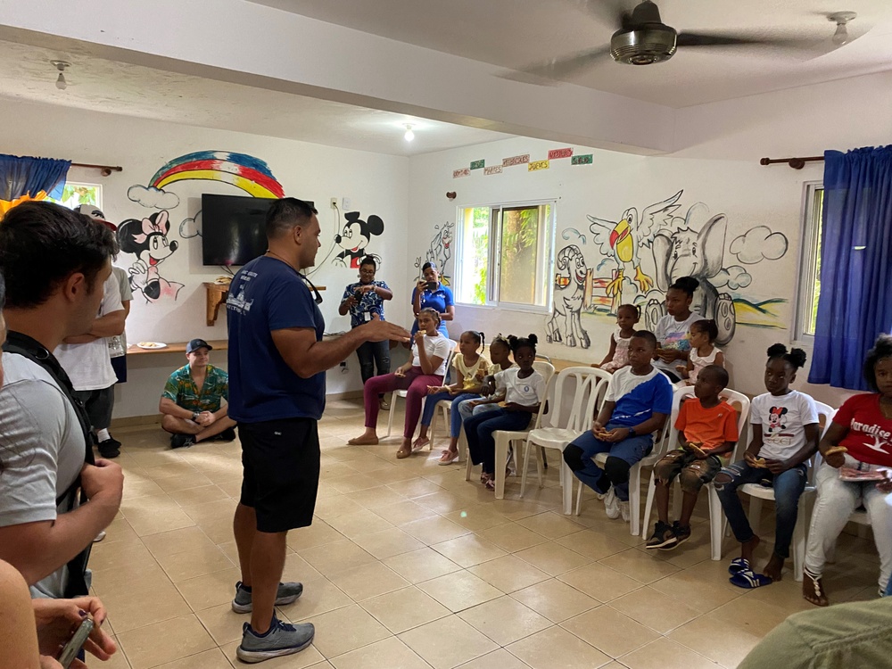 U.S. Coast Guard Cutter Resolute volunteers at an orphanage in the Dominican Republic