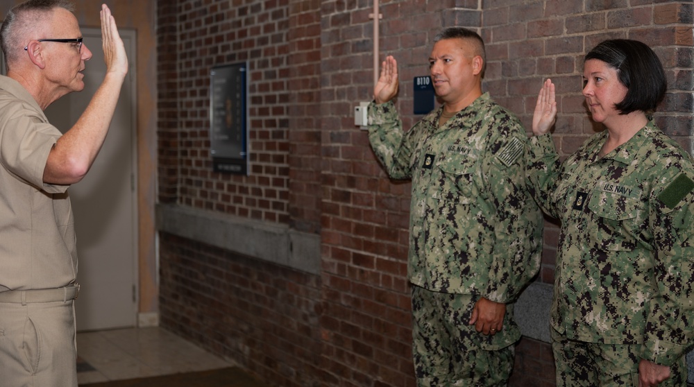 Chief Musicians Christopher Trupe and Jenny Stokes Reenlistment