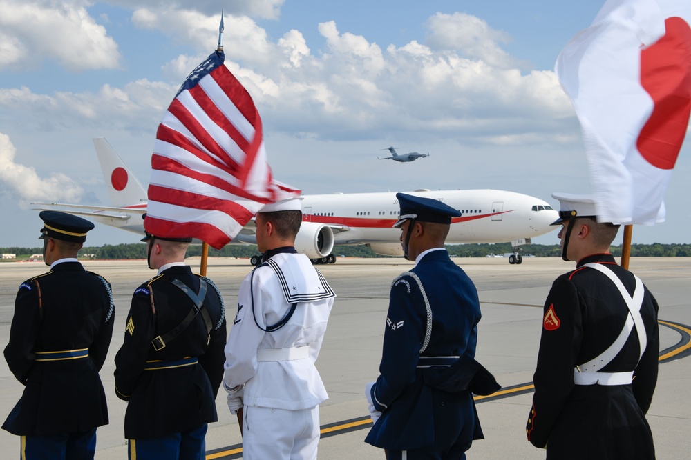 Japan's Prime Minister arrives at Joint Base Andrews