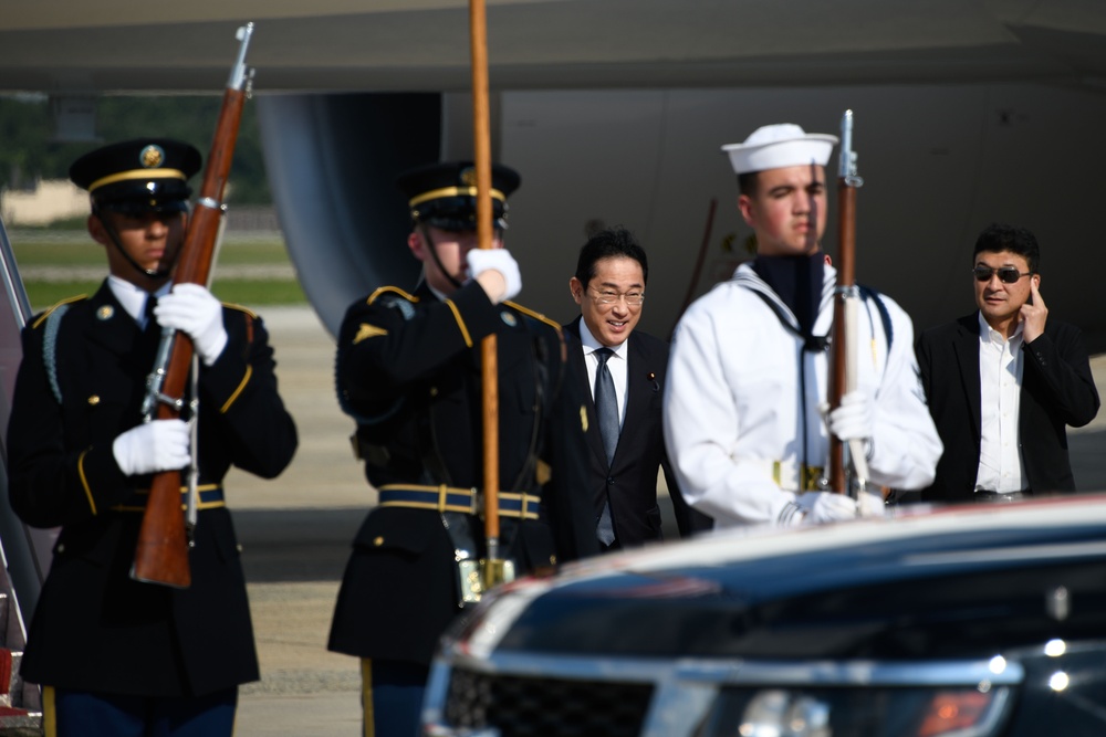 Japan's Prime Minister arrives at Joint Base Andrews