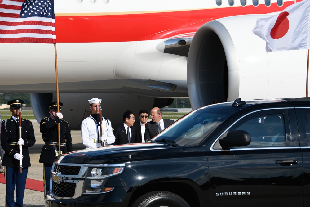 Japan's Prime Minister arrives at Joint Base Andrews