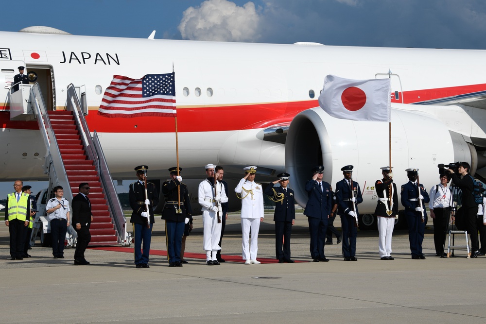 Japan's Prime Minister arrives at Joint Base Andrews