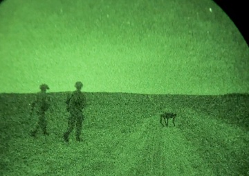 82nd Airborne Division Paratroopers Conduct Night Operations with Robotic Dog