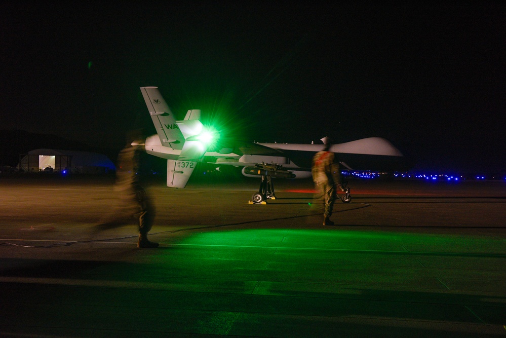 MQ-9 launches at night, even in sunny California