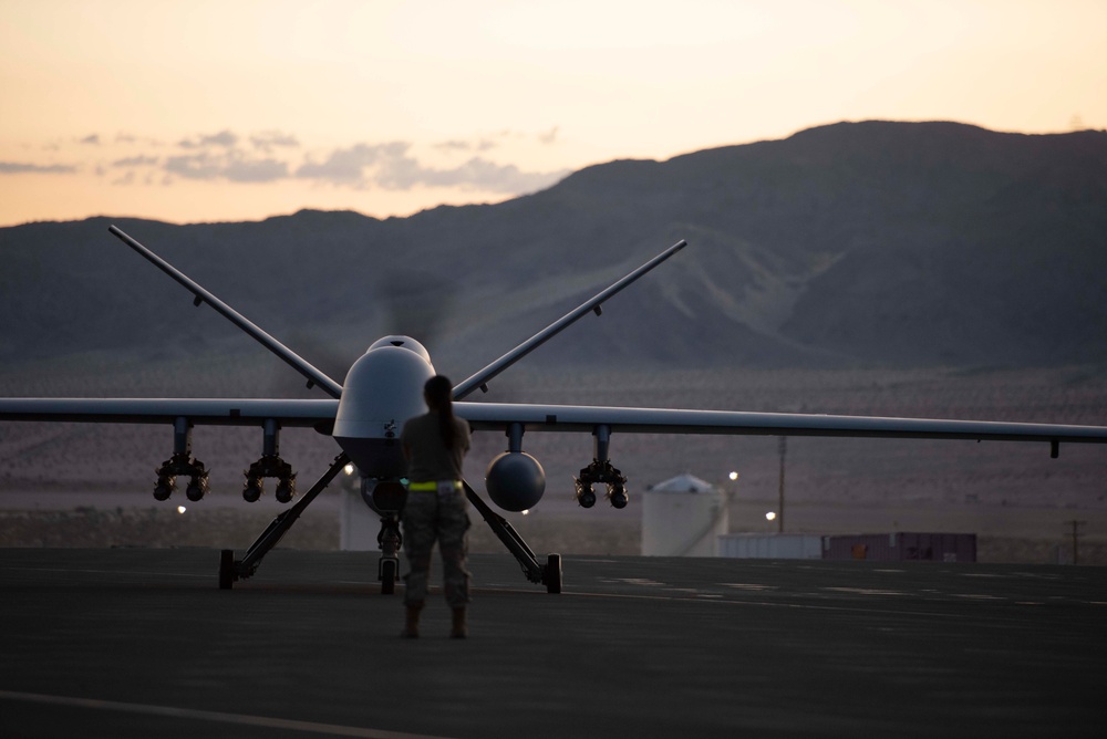 MQ-9 launches at night, even in sunny California