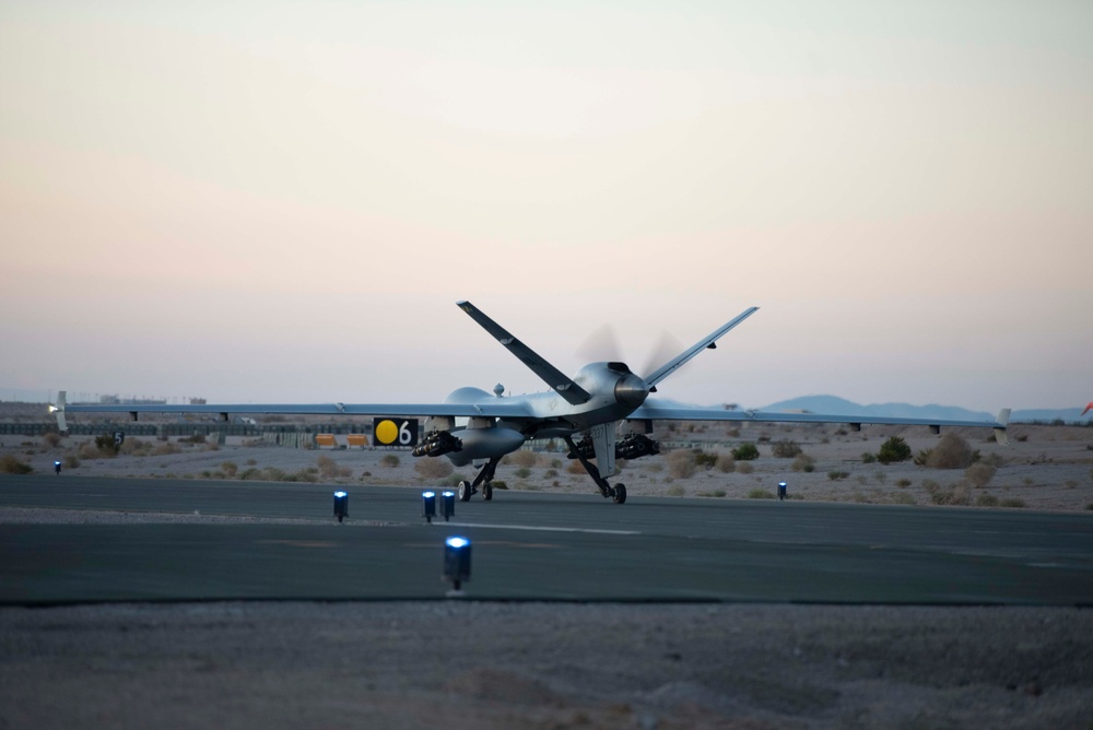 MQ-9 launches at night, even in sunny California