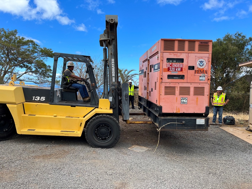 USACE contractor emplaces FEMA Generator in Maui