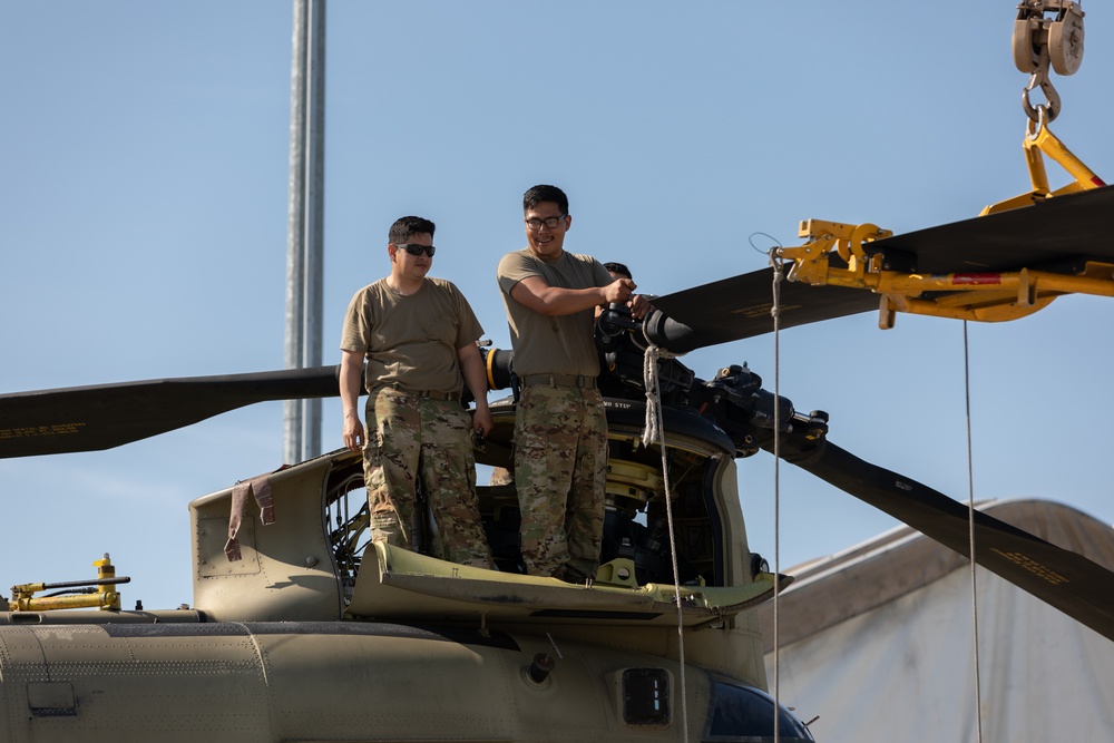 3rd Combat Aviation Brigade conducts field maintenance operations at Camp Lielvarde, Latvia