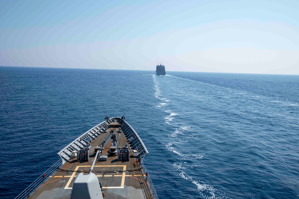 USS Normandy Conducts a Replenishment-at-Sea