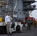 Capt. Baker gives remarks during farewell ceremony on Abraham Lincoln